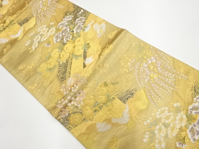 JAPANESE KIMONO / VINTAGE FUKURO OBI / WOVEN FLOWER CREST